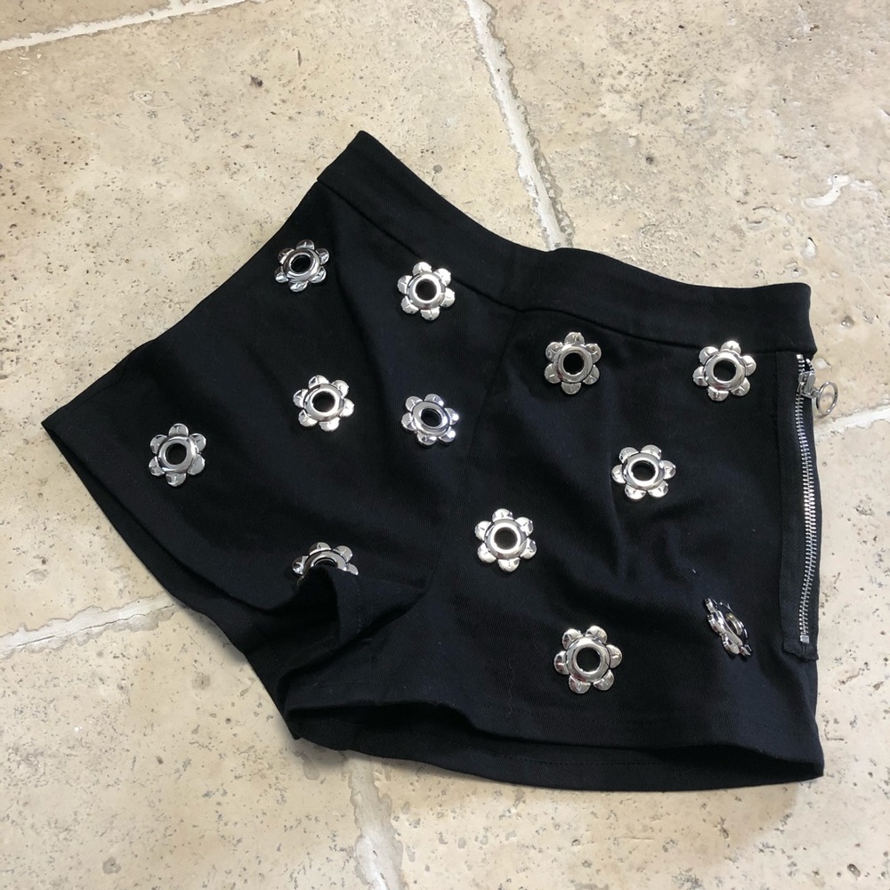 NEW Love & lemons Black High Waisted Silver Shorts